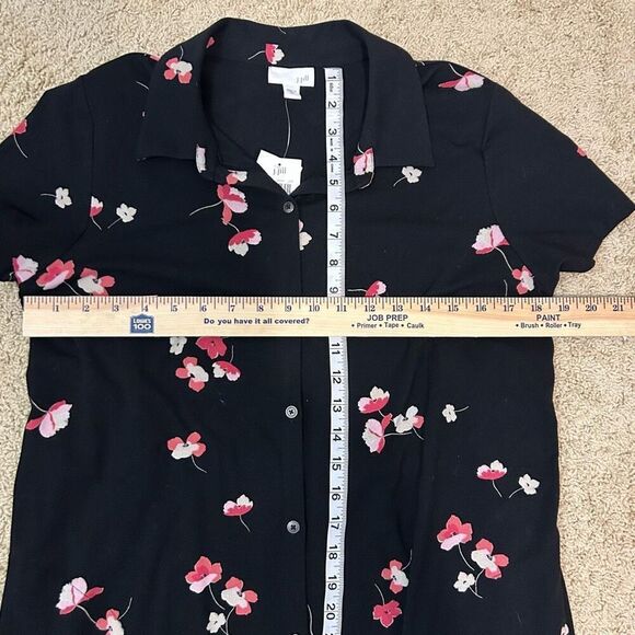 J. Jill Pima cotton Ginger Floral button down short sleeve jersey soft dress siz - Picture 13 of 13